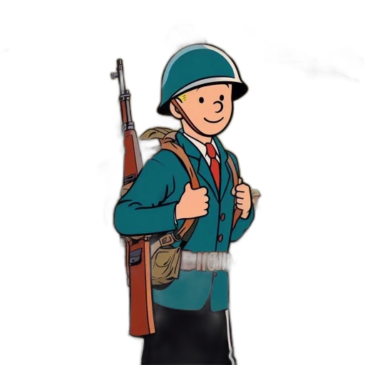 weapon, staff, jacket, hat transparent PNG cut-out