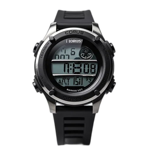 black, silver, wristwatch, digital transparent PNG cut-out