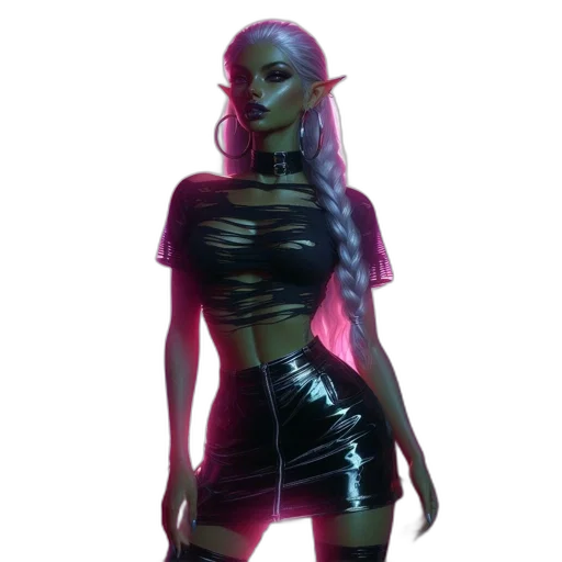 dress, staff, concept art, cyberpunk transparent PNG cut-out