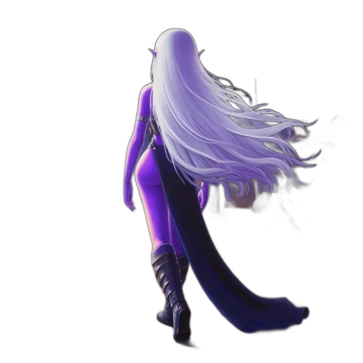 hair, dress, creature, staff transparent PNG cut-out