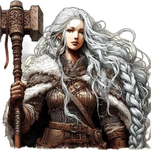 sword, hair, staff, fantasy art transparent PNG cut-out