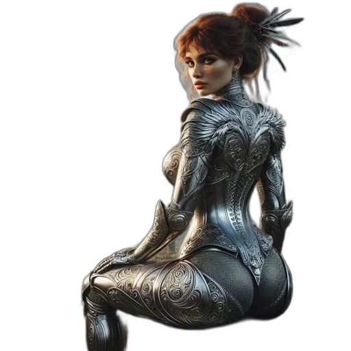 robot, hair, creature, staff transparent PNG cut-out