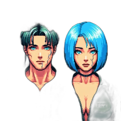 concept art, pixel art, anime, cyberpunk transparent PNG cut-out