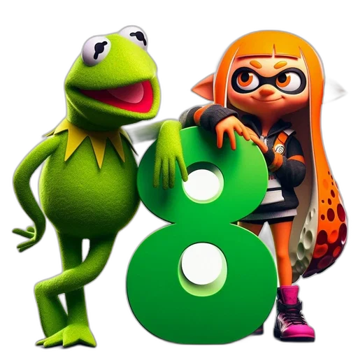 concept art, 3d render, kermit, frog transparent PNG cut-out