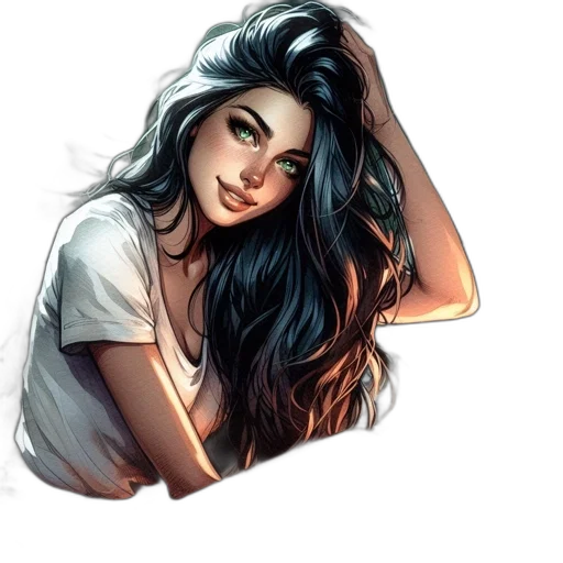 face, hair, jewelry, photorealistic transparent PNG cut-out