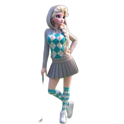 dress, staff, robot, 3d render transparent PNG cut-out
