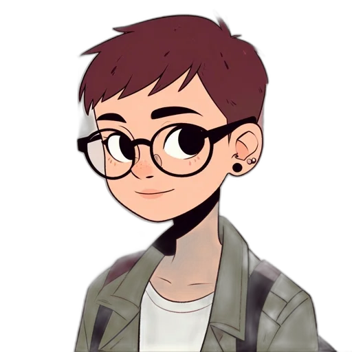 jacket, staff, face, hair transparent PNG cut-out