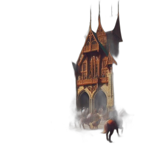 dragon, building, concept art, fantasy art transparent PNG cut-out