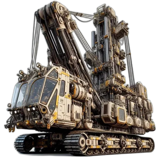 robot, 3d render, concept art, industrial transparent PNG cut-out