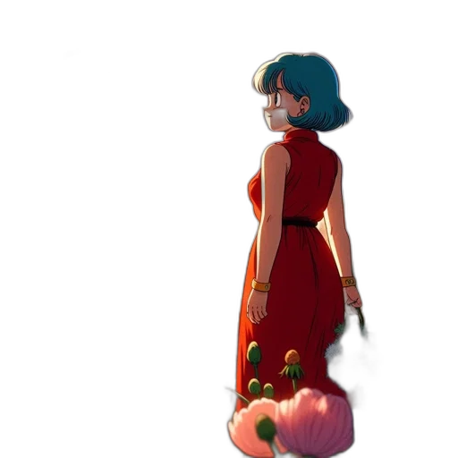 dress, flower, staff, weapon transparent PNG cut-out