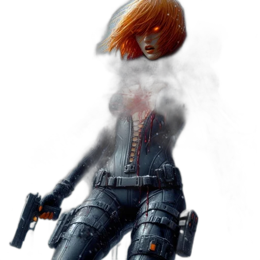jacket, weapon, robot, hair transparent PNG cut-out