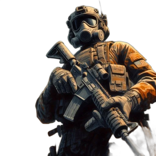 weapon, mask, jacket, staff transparent PNG cut-out