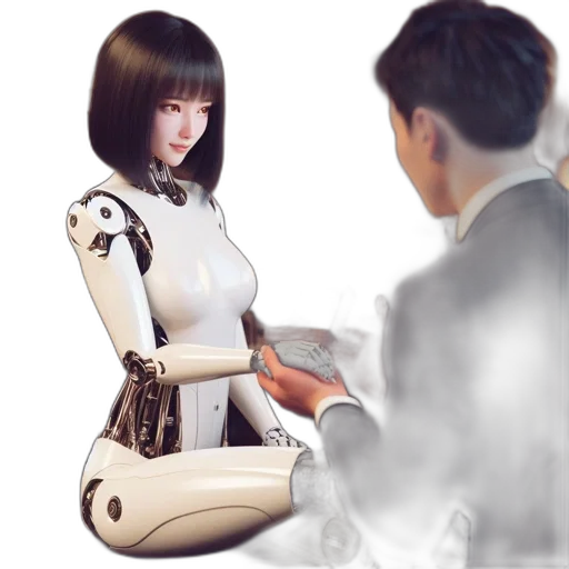 robot, concept art, cyberpunk, 3d render transparent PNG cut-out