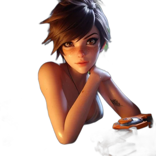 face, dress, staff, weapon transparent PNG cut-out