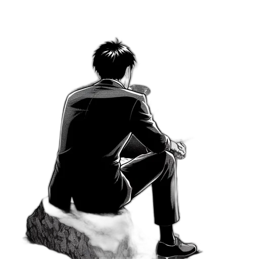 jacket, staff, robot, creature transparent PNG cut-out