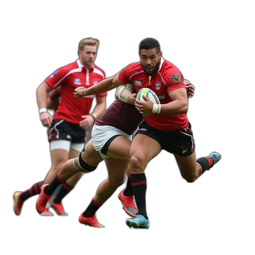 rugby, player, tackled, teammate transparent PNG cut-out