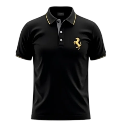 3d render, black, polo, shirt transparent PNG cut-out