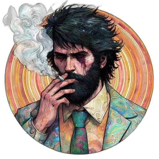 jacket, face, comic book art, concept art transparent PNG cut-out
