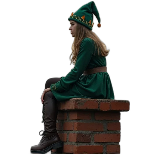 hat, dress, shoes, staff transparent PNG cut-out
