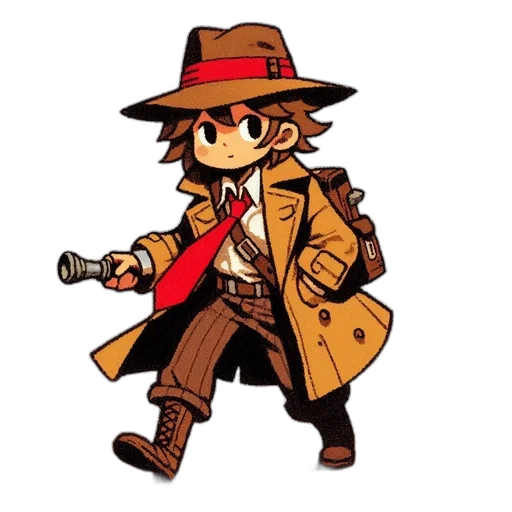 jacket, staff, hat, weapon transparent PNG cut-out