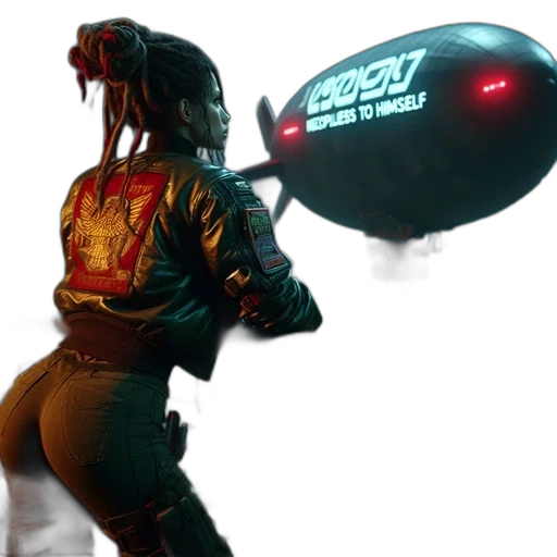 robot, jacket, cyberpunk, concept art transparent PNG cut-out