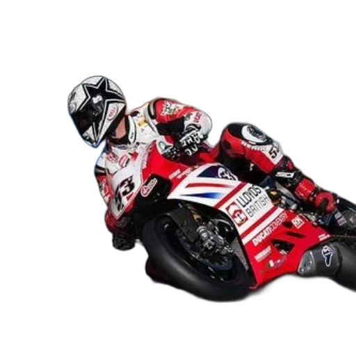 photorealistic, motorcycle, racer, red transparent PNG cut-out