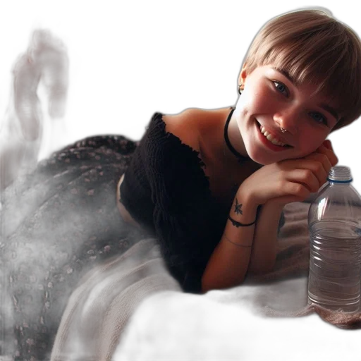 bottle, dress, face, creature transparent PNG cut-out