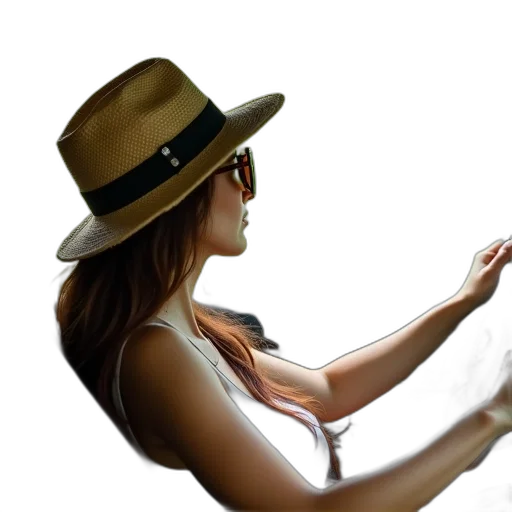 hat, staff, jewelry, photorealistic transparent PNG cut-out