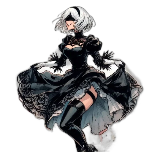 dress, concept art, comic book art, fantasy art transparent PNG cut-out