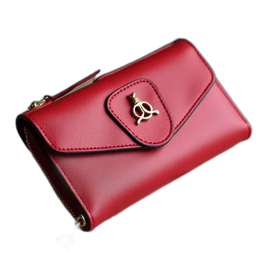 red, new, women, wallet transparent PNG cut-out