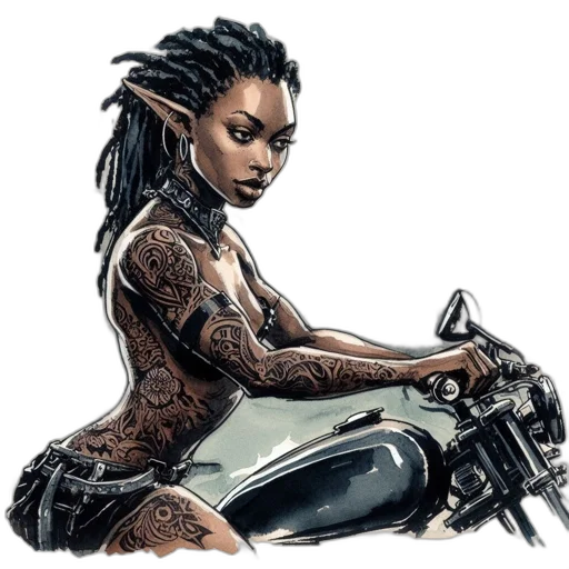 hair, weapon, comic book art, concept art transparent PNG cut-out