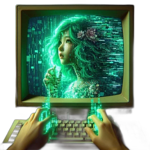 robot, cyberpunk, vaporwave, fantasy art transparent PNG cut-out