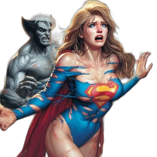 comic book art, concept art, fantasy art, superman-costumed transparent PNG cut-out