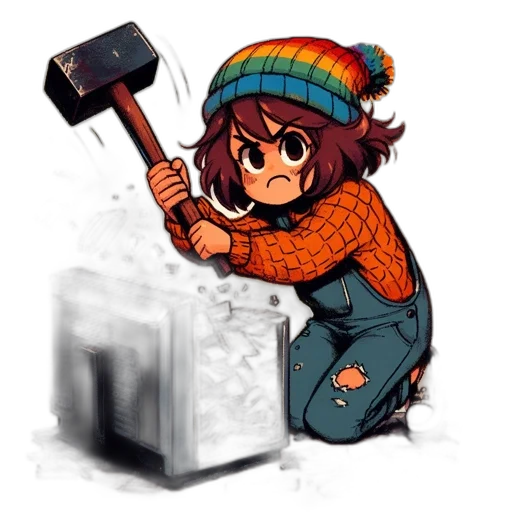 weapon, hat, staff, robot transparent PNG cut-out