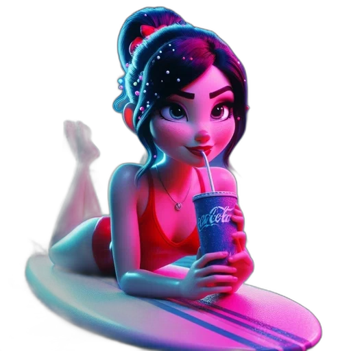 3d render, concept art, vaporwave, cartoon transparent PNG cut-out