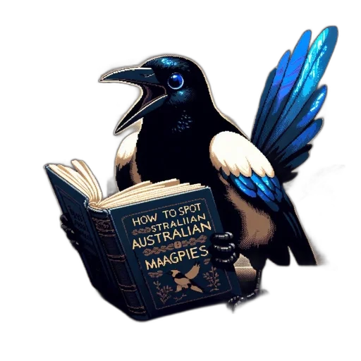 fantasy art, magpie, perched, table transparent PNG cut-out