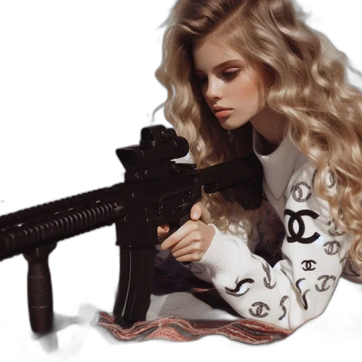 weapon, hair, jacket, dress transparent PNG cut-out