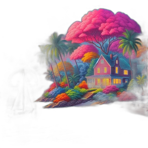 umbrella, hat, tree, building transparent PNG cut-out