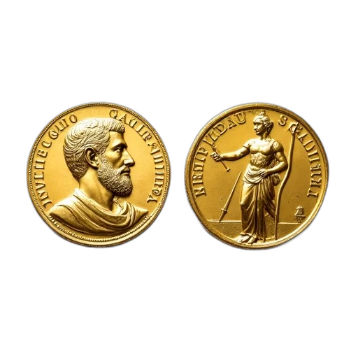 two, gold, coins, portrait transparent PNG cut-out