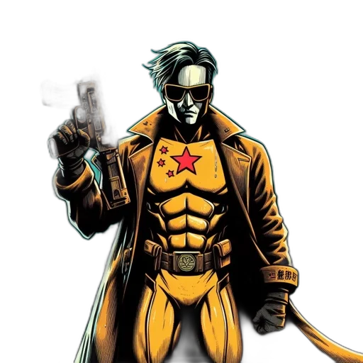 jacket, comic book art, concept art, heroic transparent PNG cut-out