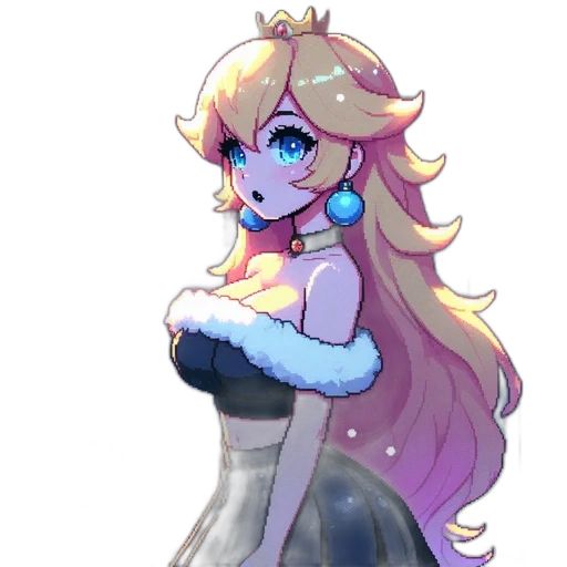 dress, crown, staff, pixel art transparent PNG cut-out