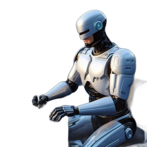 robot, concept art, 3d render, cyberpunk transparent PNG cut-out
