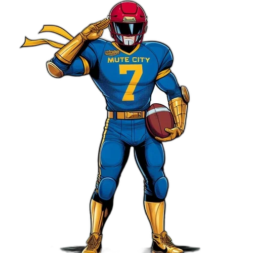 comic book art, animated, football, player transparent PNG cut-out