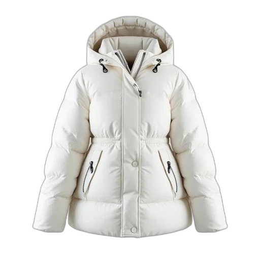 jacket, white, down, detlock transparent PNG cut-out