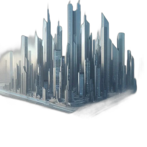 building, robot, concept art, 3d render transparent PNG cut-out