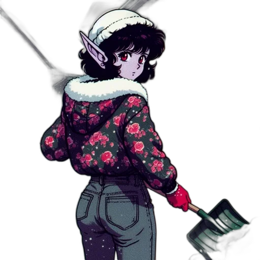 staff, jacket, hat, flower transparent PNG cut-out