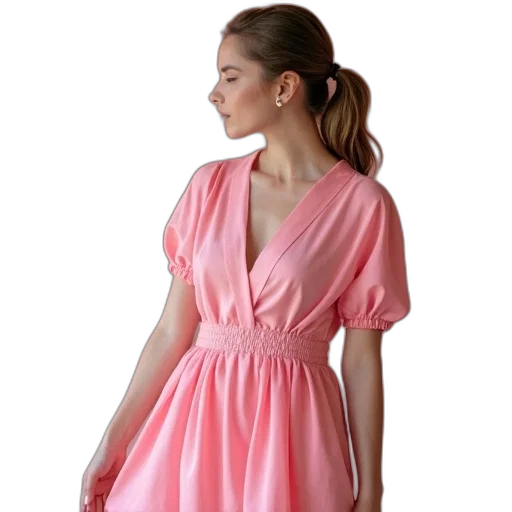 dress, pastel, pink, surplice transparent PNG cut-out