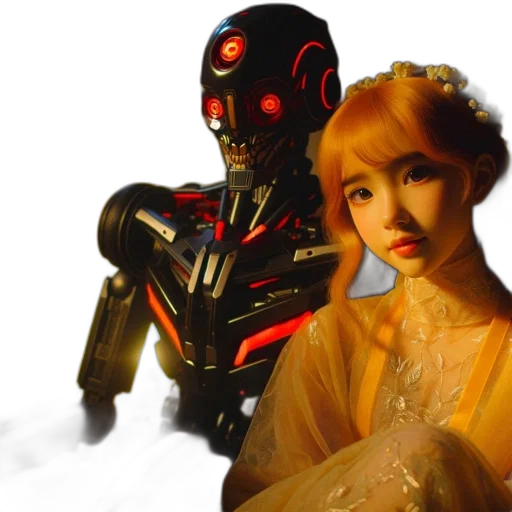 robot, cyberpunk, concept art, photorealistic transparent PNG cut-out