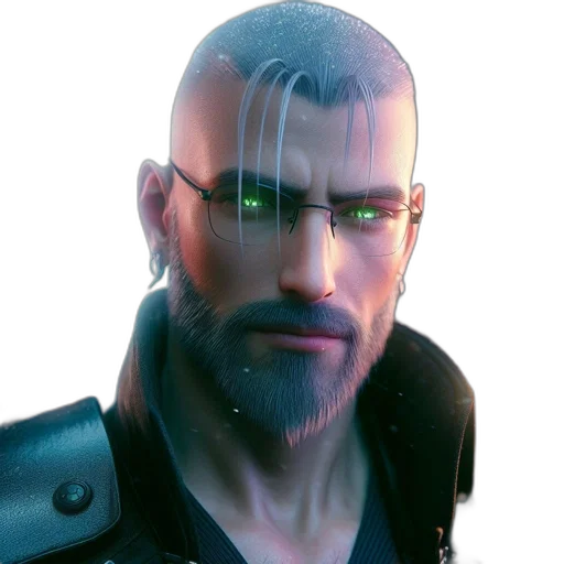 face, jacket, staff, hair transparent PNG cut-out