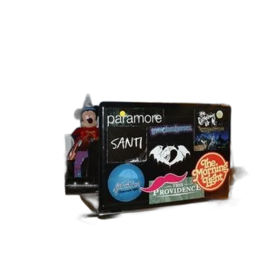 laptop, various, stickers, including transparent PNG cut-out